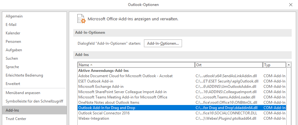 Outlook AddIn