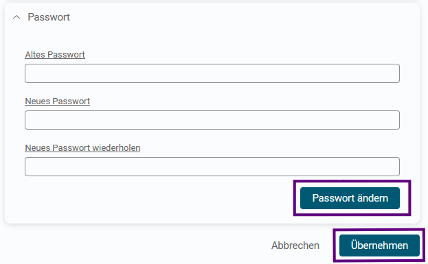 Neues Passwort vergeben