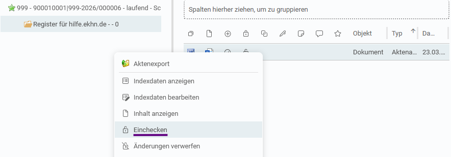 Dokument eichecken