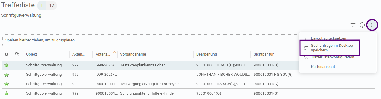 Suchanfrage speichern