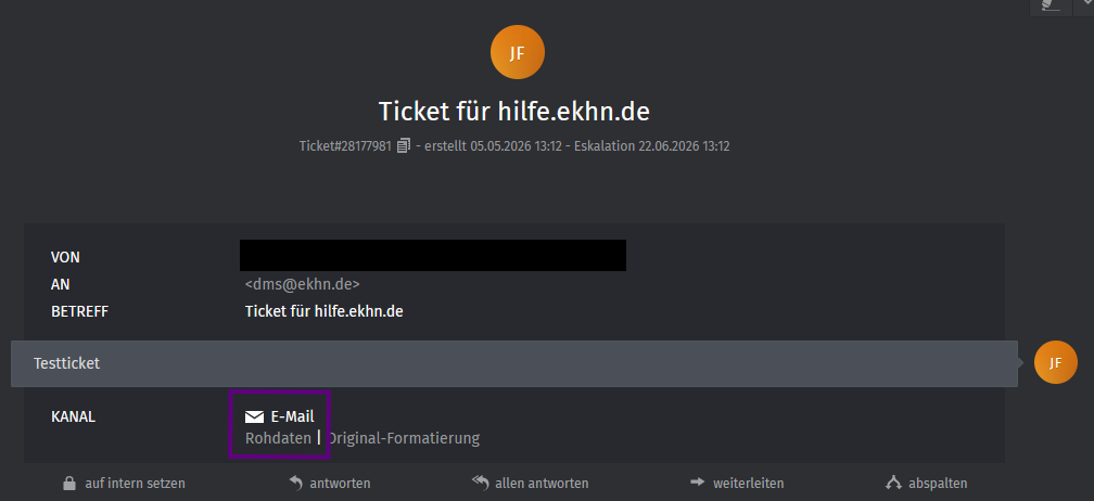 Ticket in enaio ablegen
